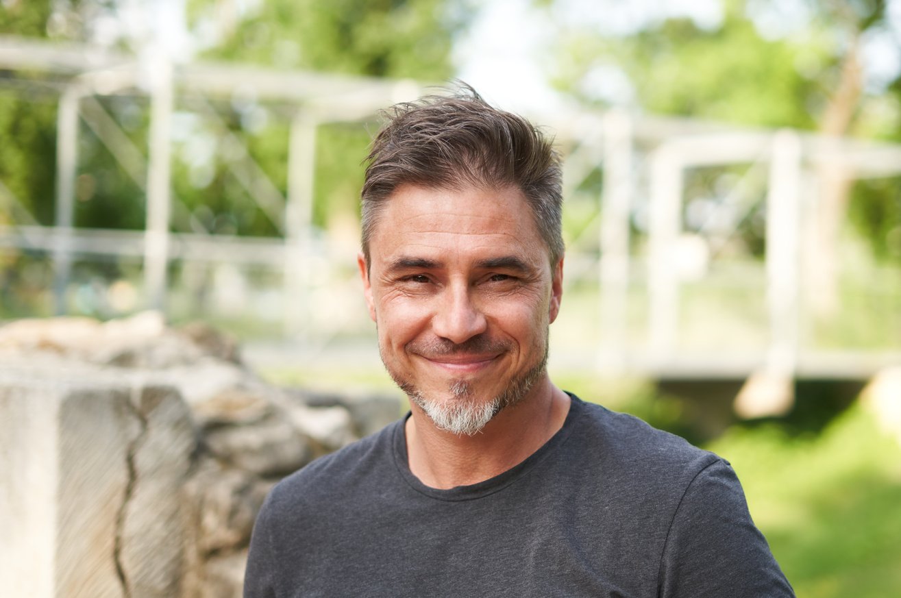 Outdoor Portrait of Happy Older White Man